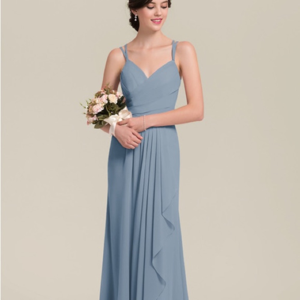 JJs House SIZE 12 A-Line Sweetheart Chiffon Bridesmaid Gown in Dusty Blue